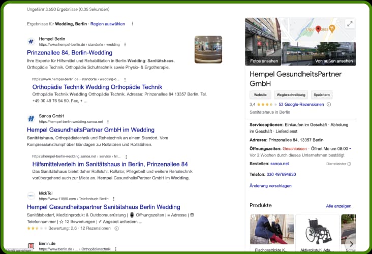 Google Suchergebnisse
